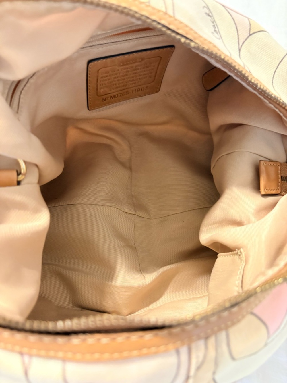 Coach Pink, Cream & Tan Signature Shoulder Bag - Picture 4 of 4